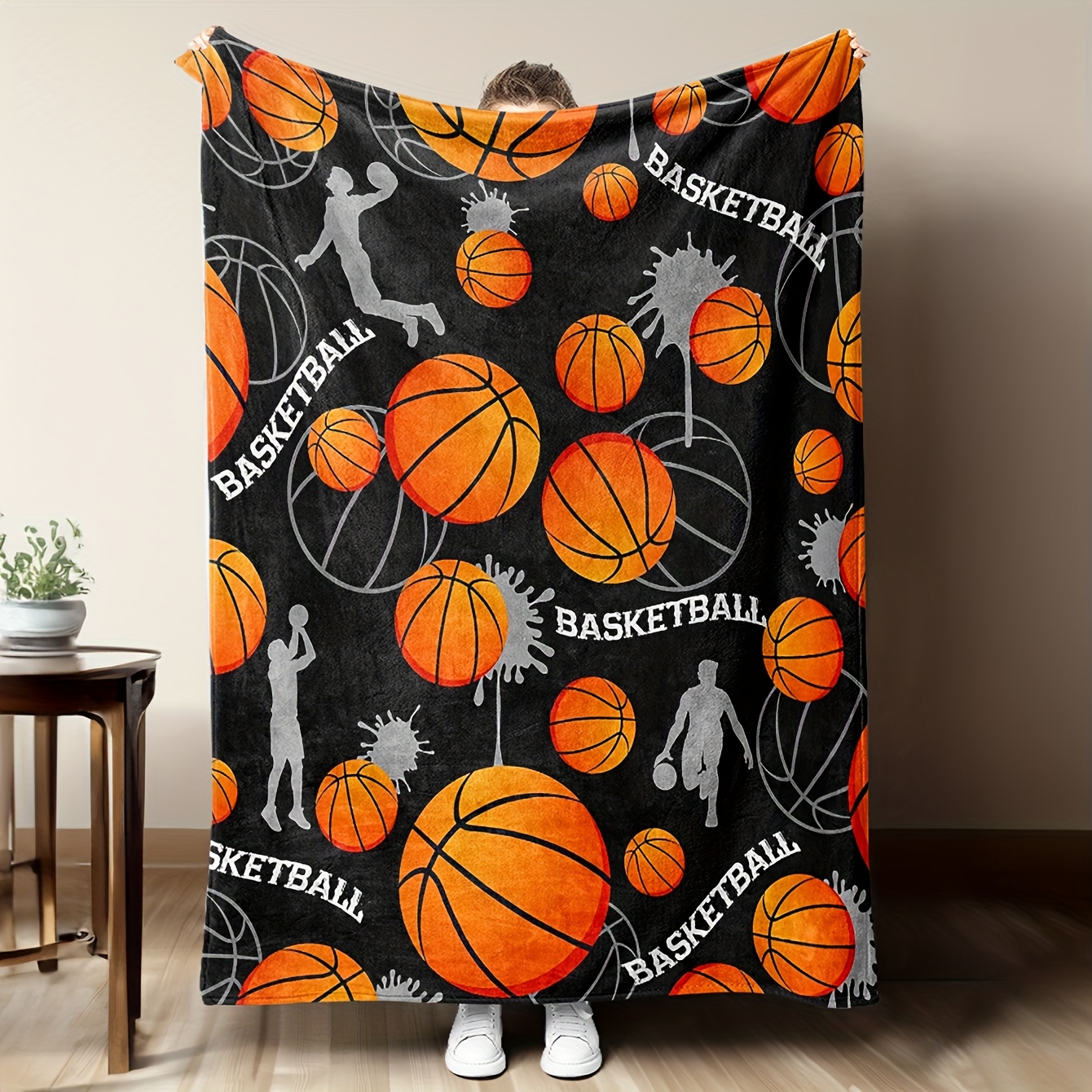 Home Gym And Basketball Court - Basketball Flannel Throw Blanket - Soft