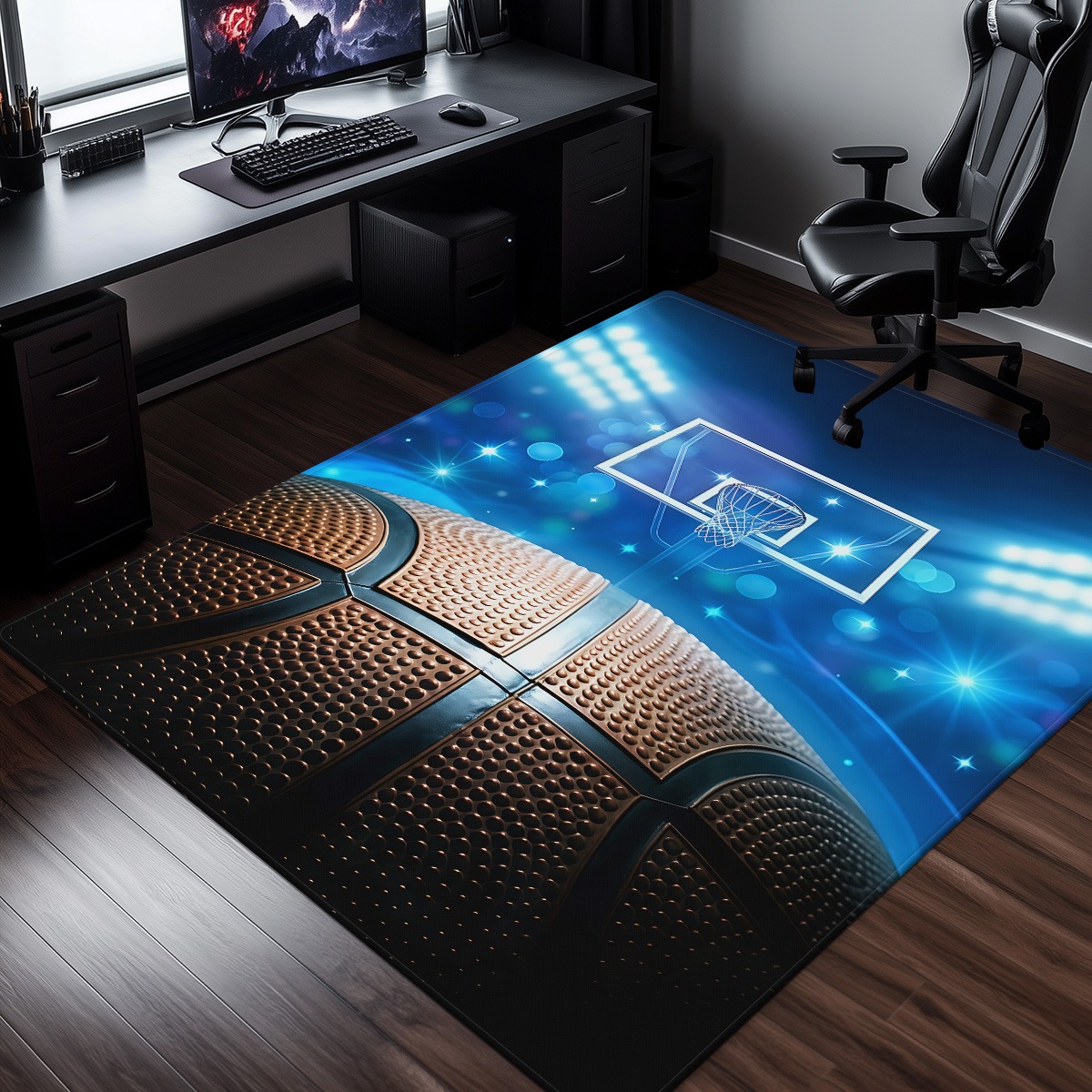 Home Gym And Basketball Court - Basketball court design plush carpet sports