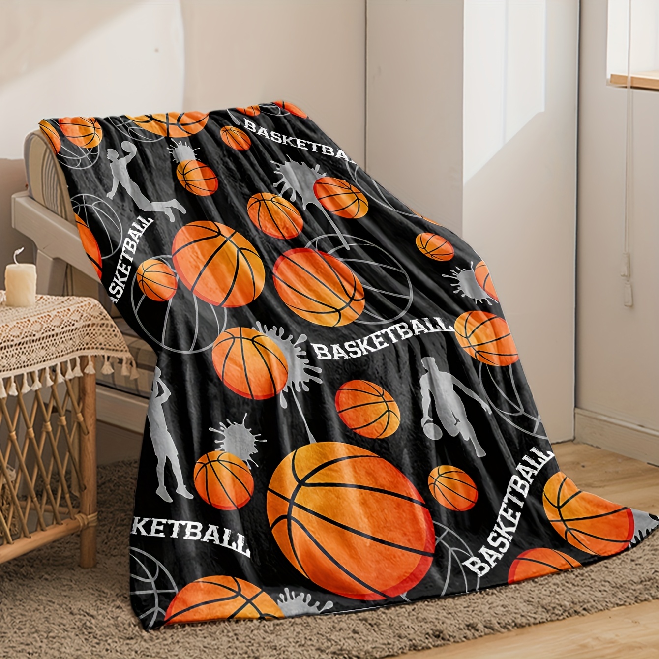 Basketball Flannel Throw Blank - Home Gym And Basketball Court 리뷰 및 가격