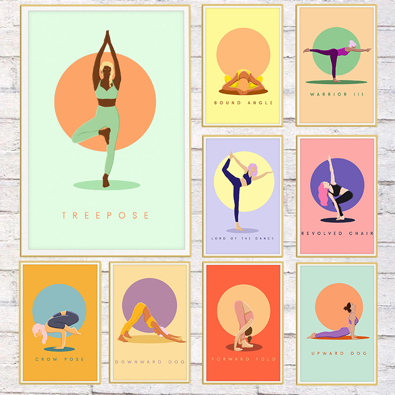 Modern Abstract Yoga Poses Pos - Home Gym Yoga Studio 리뷰 및 가격