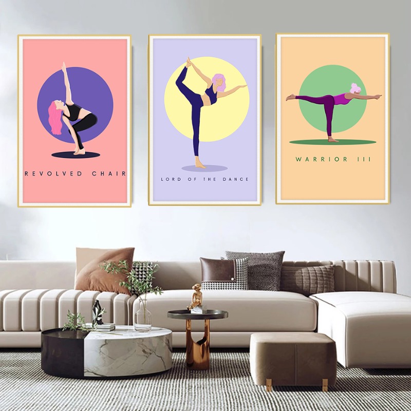 Modern Abstract Yoga Poses Pos - Home Gym Yoga Studio 리뷰 및 가격