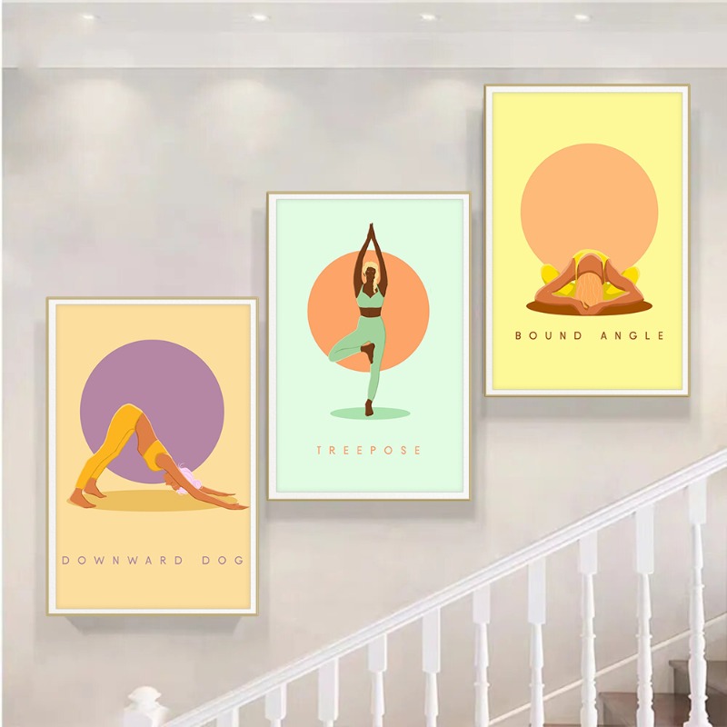 Modern Abstract Yoga Poses Pos - Home Gym Yoga Studio 리뷰 및 가격