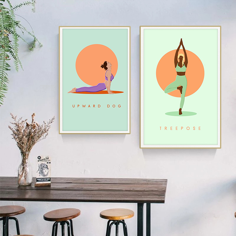 Modern Abstract Yoga Poses Pos - Home Gym Yoga Studio 리뷰 및 가격